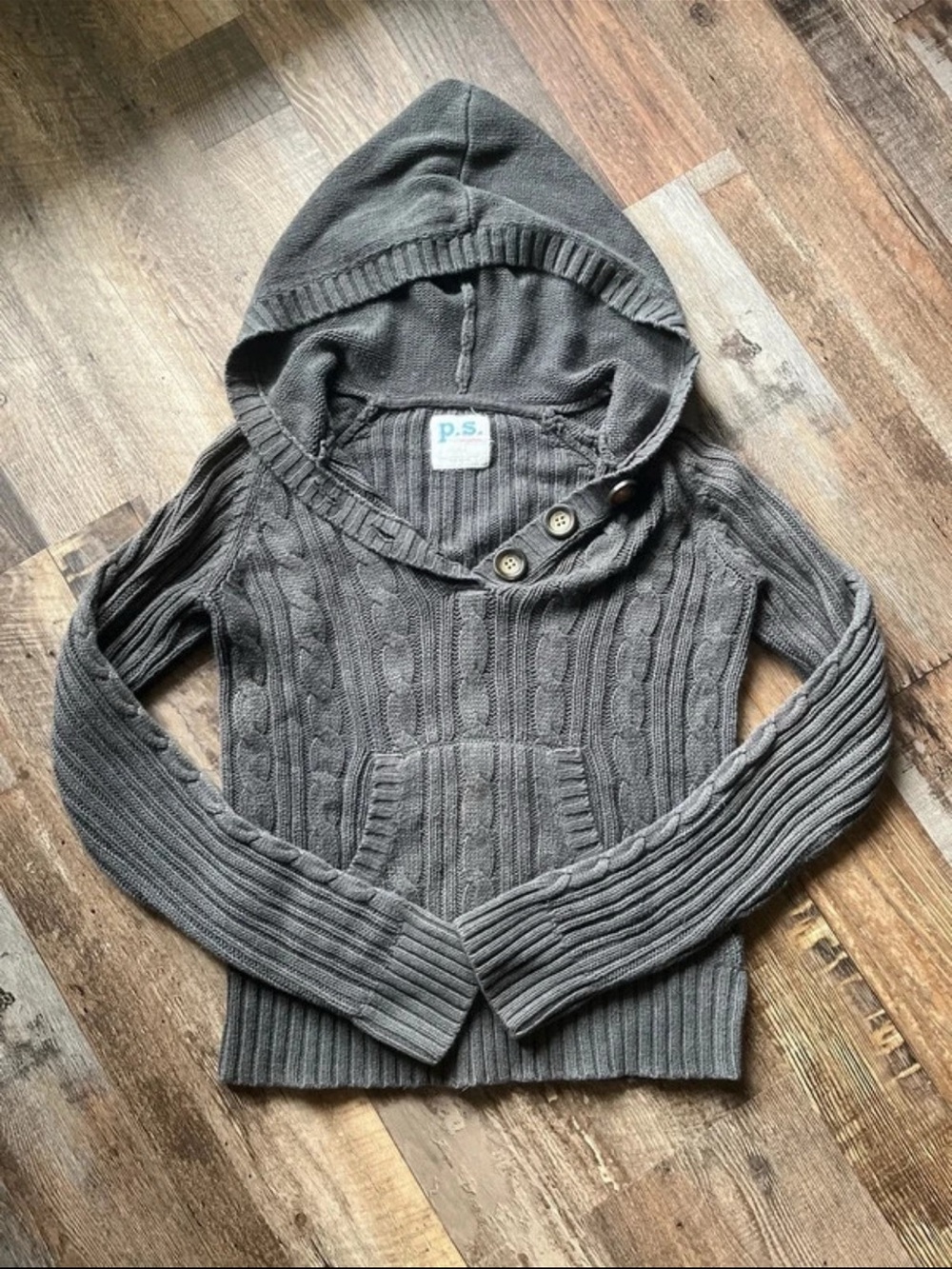 Aeropostale Hooded Cable Knit Sweater